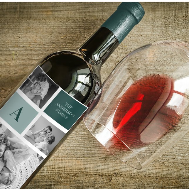 Personalised Family Name Collage Photo Gift Wine Label (Creator Uploaded)
