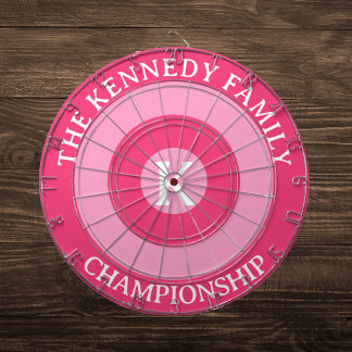 Personalised Family name Custom Monogram Pink Dartboard