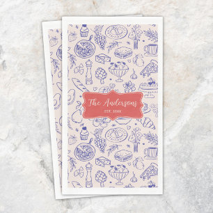Personalised Family Name Cute Hand Drawn Food Napkin
