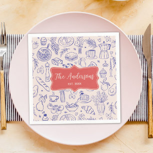 Personalised Family Name Cute Hand Drawn Food Napkin
