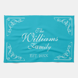 Personalised family name established kitchen towel