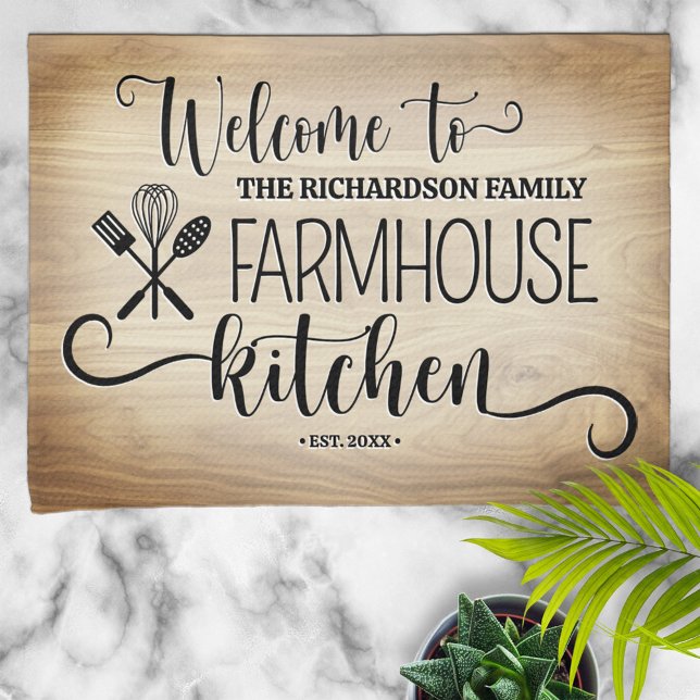 Personalised Family Name Farmhouse Kitchen Tea Towel (Creator Uploaded)