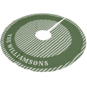 Personalised family name Forrest Green Striped Brushed Polyester Tree Skirt