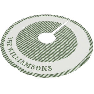 Personalised family name Forrest Green Striped Brushed Polyester Tree Skirt