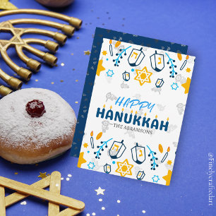 Personalised Family Name Happy Hanukkah Holiday Card