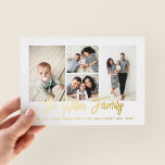 Personalised Family Name Holiday 4 Photo Collage<br><div class="desc">Spread love with this personalised holiday photo card that features a photo collage and your family name. Add an additional photo and text to the back. To customise even further,  click on the “Edit using Design Tool.” Shop holiday cards and much more at www.zazzle.com/store/nbpaperco</div>