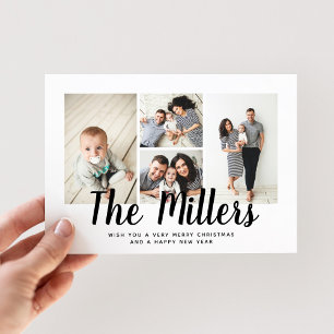 Personalised Family Name Holiday 4 Photo Collage Card