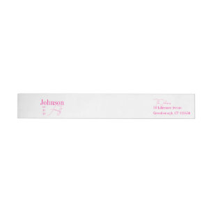 Personalised Family Name Hot Pink Return Address Wrap Around Label