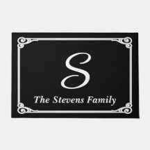 Personalised Family Name & Initial Doormat • Black