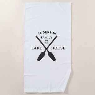 Personalised Family Name Lake House Beach Towel