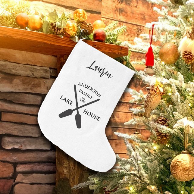 Personalised Family Name Lake House  Large Christmas Stocking (Creator Uploaded)
