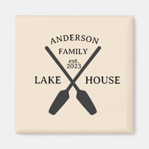 Personalised Family Name Lake House Magnet