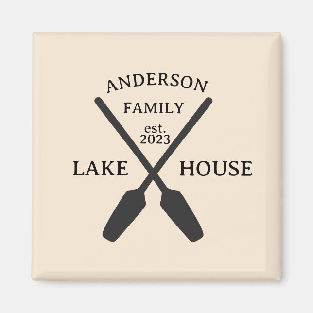 Personalised Family Name Lake House  Magnet (Front)