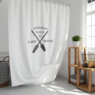 Personalised Family Name Lake House Shower Curtain