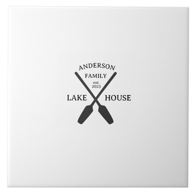 Personalised Family Name Lake House  Tile (Front)