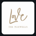 Personalised Family Name Love Brush Script Square Sticker<br><div class="desc">Completely customisable and stylish.</div>