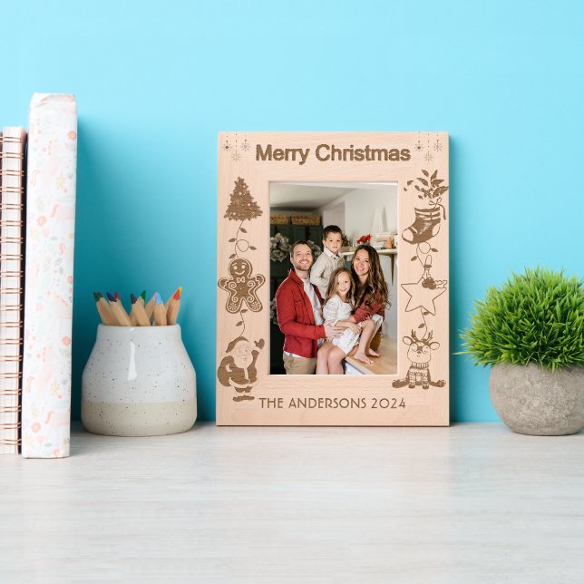 Personalised Family Name Merry Christmas Holiday  Etched Frames (Creator Uploaded)