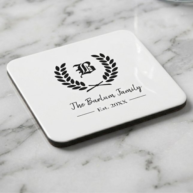 Personalised Family Name Monogram Beverage Coaster (Family Name Monogram )