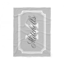 Personalised family name monogram fleece blanket