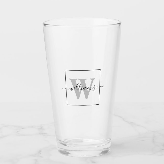 Personalised Family Name Monogram Modern Custom Glass (Front)