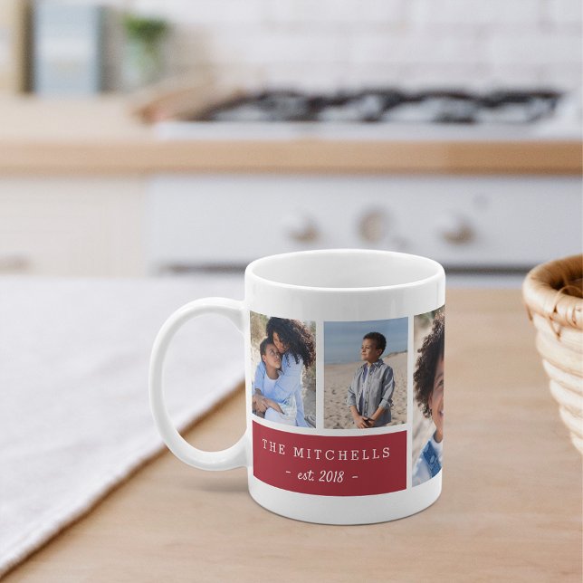 Personalised Family Name & Monogram Photo Collage Coffee Mug (Creator Uploaded)