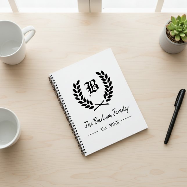 Personalised Family Name Monogram Spiral Notebook (Personalized Family Name Monogram Spiral Notebook)