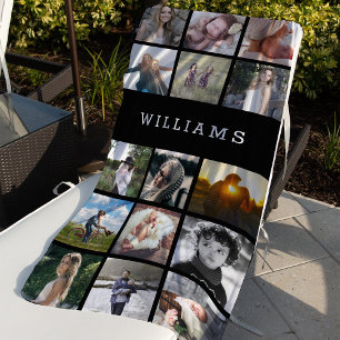 Personalised Family Name Photo Collage Beach Towel