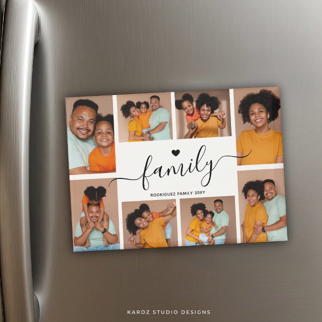 Personalised Family Name Photo Collage Magnet (Add your photos and family name to this keepsake magnet.)