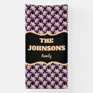 Personalised family name pink floral banner