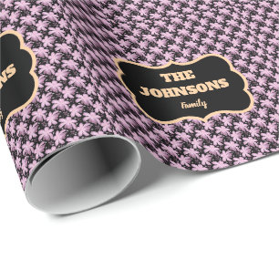 Personalised family name pink floral wrapping paper