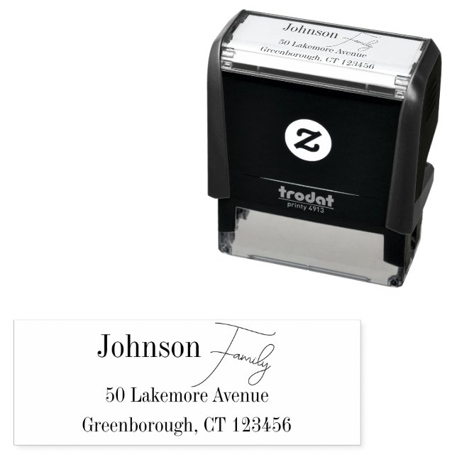 Personalised Family Name Return Address Self-inking Stamp (In Situ)
