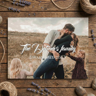 Personalised Family Name Script Photo Postcard