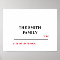 Personalised Family Name Street Sign Wall Poster
