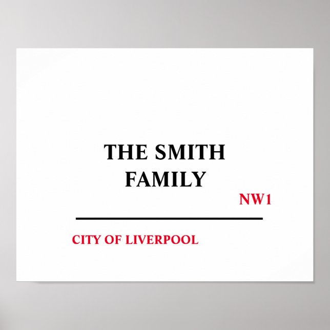 Personalised Family Name Street Sign Wall Poster (Front)