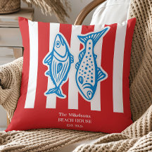 Personalised Family Nautical Red Sardine Stripes
