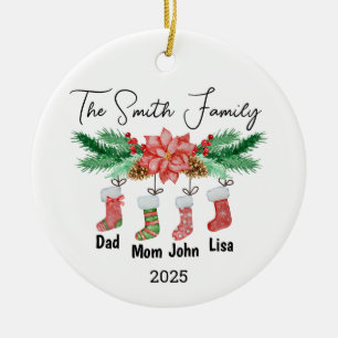 Personalised Family of Four Ornament, Family Gift Ceramic Tree Decoration