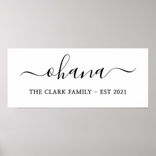 personalised family ohana modern minimalist home poster