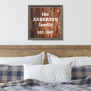 Personalised family old rustic wood design canvas print