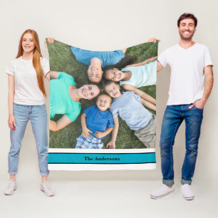 Personalised Family Photo and Name Fleece Blanket