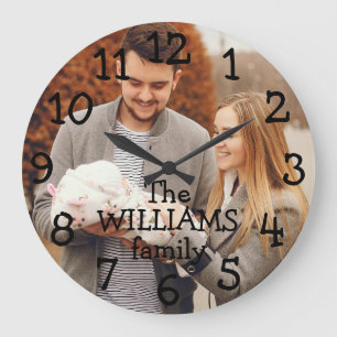 Personalised Family Photo And Name Large Clock
