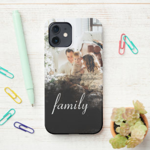 Personalised Family Photo Black Abstract iPhone 12 Case