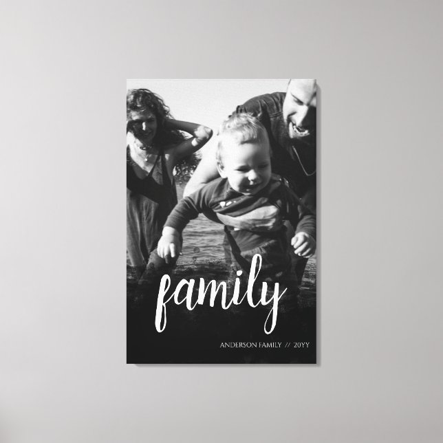 Personalised Family Photo Black Abstract Overlay Canvas Print (Front)