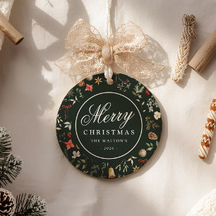 Personalised Family Photo Botanical Christmas Ceramic Tree Decoration