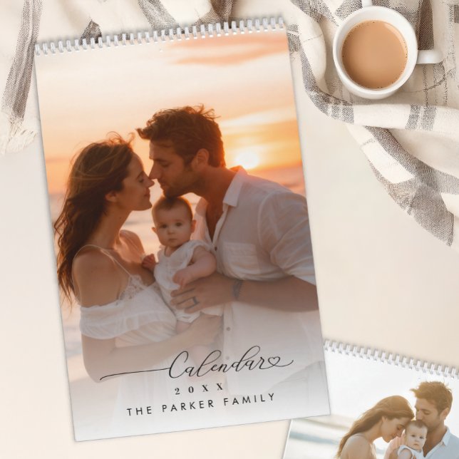 Personalised Family Photo Calendar Minimal Script (Personalized Family Photo Calendar Minimal Script)