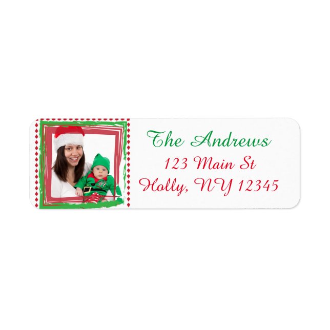 Personalised Family Photo Christmas Address Label (Front)