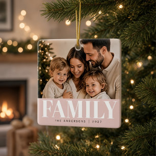 Personalised Family Photo Christmas Custom Name Ceramic Ornament
