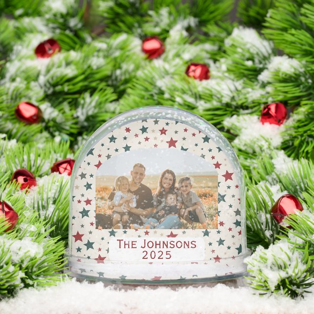 Personalised Family Photo Christmas Stars Snowglobe (Christmas)