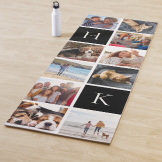 Personalised Family Photo Collage | Black Monogram Yoga Mat