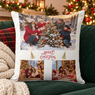 Personalised Family Photo Collage Christmas Cushion