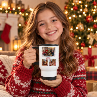 Personalised Family Photo Collage Christmas Travel Mug